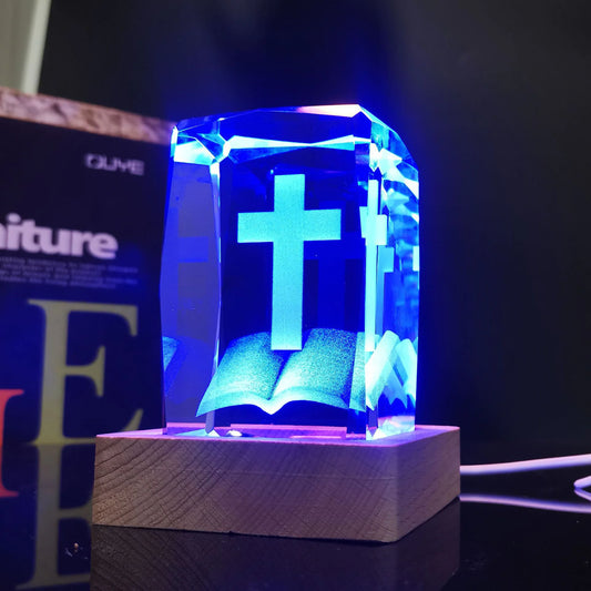 Luminous Cross Crystal Decoration